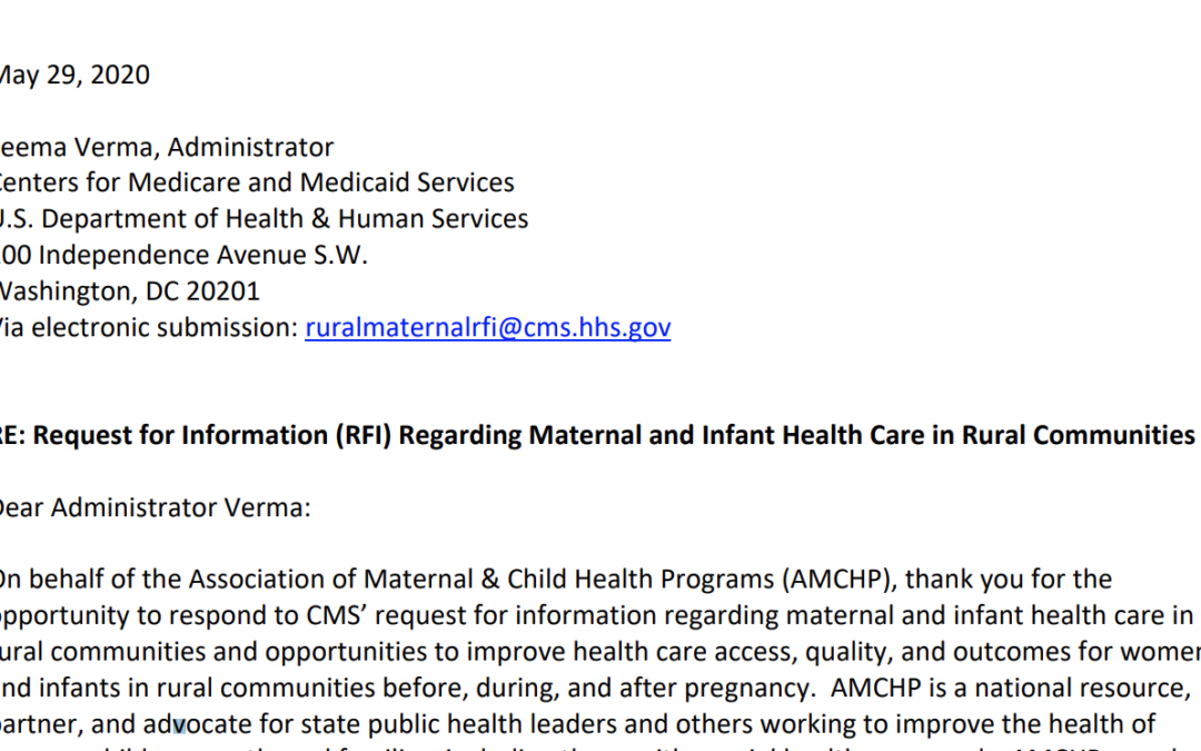 AMCHP Responds to CMS’ Request for Information Regarding Maternal and Infant Health Care in Rural Communities
