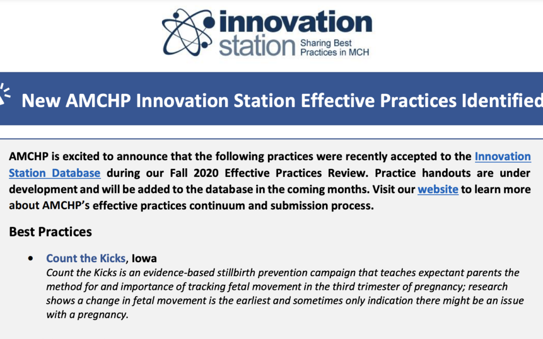 New AMCHP Innovation Station Effective Practices Identified