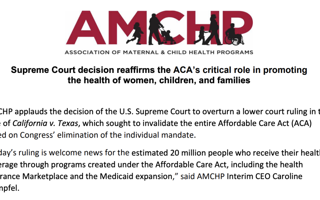 Supreme Court decision reaffirms the ACA’s critical role in promoting the health of women, children, and families