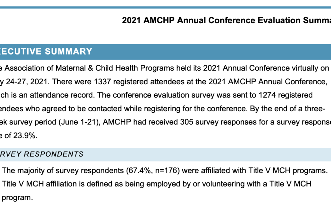 2021 AMCHP Annual Conference Evaluation Summary