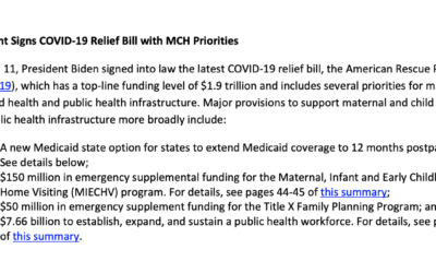 President Signs COVID-19 Relief Bill with MCH Priorities
