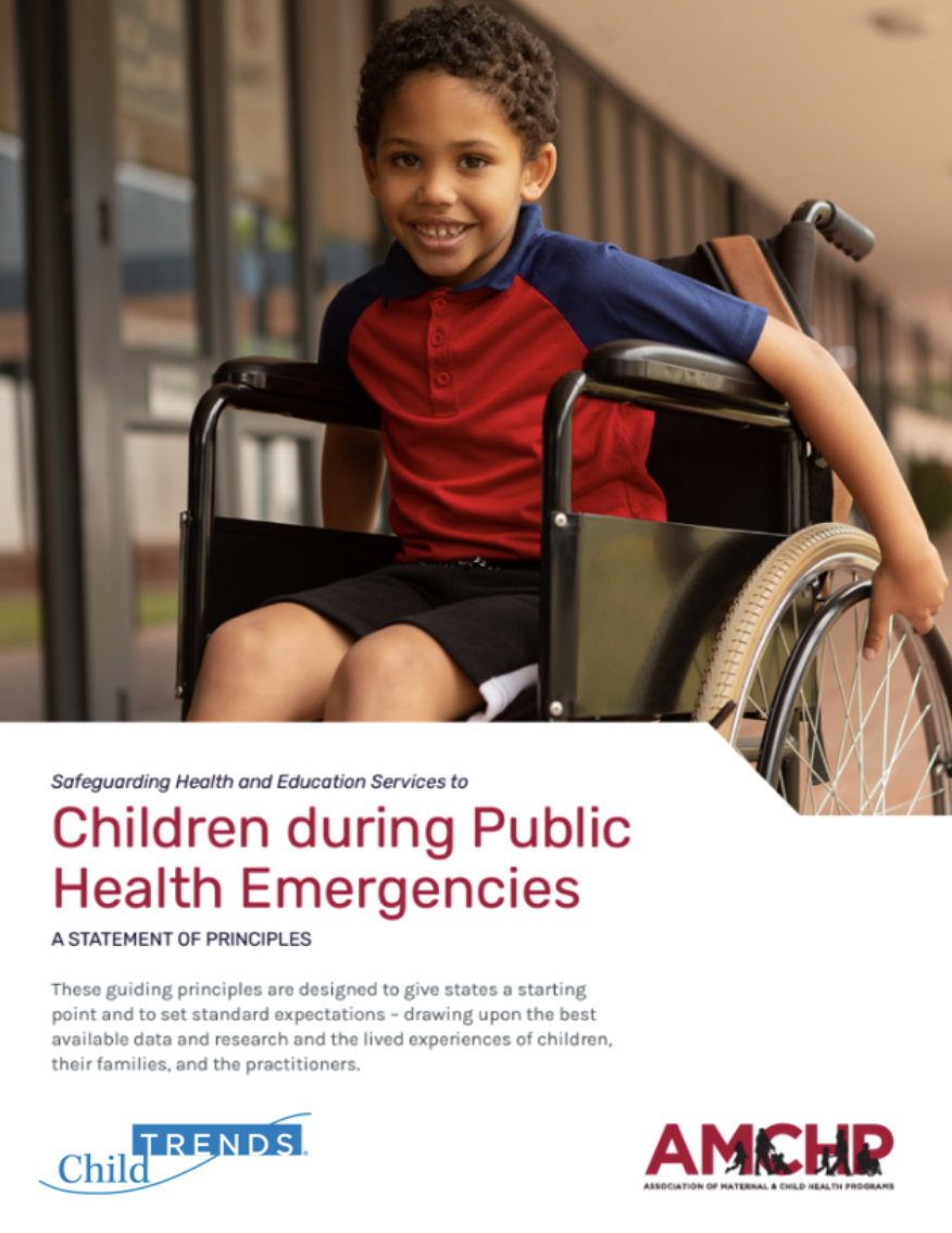 Screenshot of title page for Children During Public Health Emergencies statement of principles