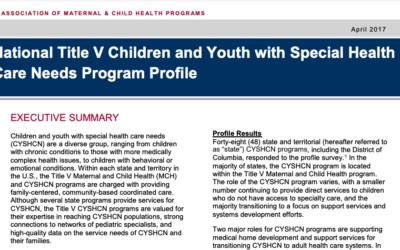 National Title V Children and Youth with Special Health Care Needs Program Profile