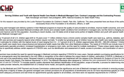 Serving Children and Youth with Special Health Care Needs in Medicaid Managed Care: Contract Language and the Contracting Process