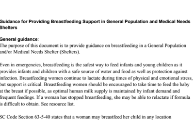 Guidance for Providing Breastfeeding Support in Emergency Shelters