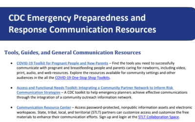 CDC Emergency Preparedness and Response Communication Resources