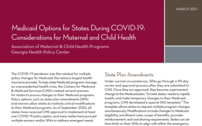 Medicaid Options for States During COVID-19: Considerations for Maternal and Child Health
