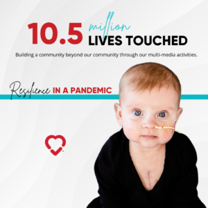 Conquering CHD graphic with image of a baby.