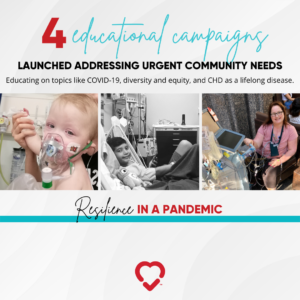 Conquering CHD Graphic with an image of toddler, a young boy in a hospital, and a young female adult in wheel chair. 