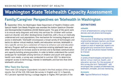 Washington State Telehealth Capacity Assessment: Family/Caregiver Perspectives on Telehealth in Washington