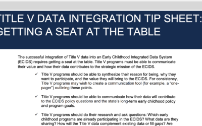 Title V Data Integration Tip Sheet: Getting a Seat at the Table