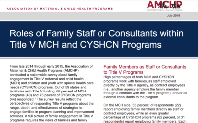 Roles of Family Staff or Consultants within Title V MCH and CYSHCN Programs