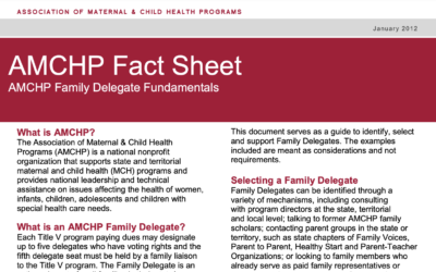 AMCHP Fact Sheet AMCHP Family Delegate Fundamentals