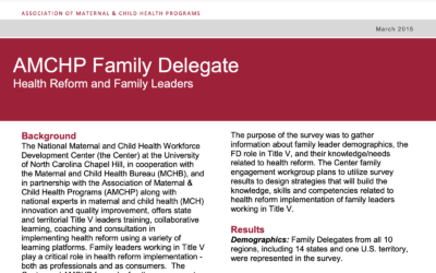 AMCHP Family Delegate Health Reform and Family Leaders