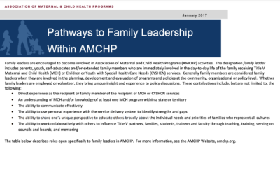 Pathways to Family Leadership Within AMCHP