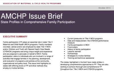 AMCHP Issue Brief State Profiles in Comprehensive Family Participation