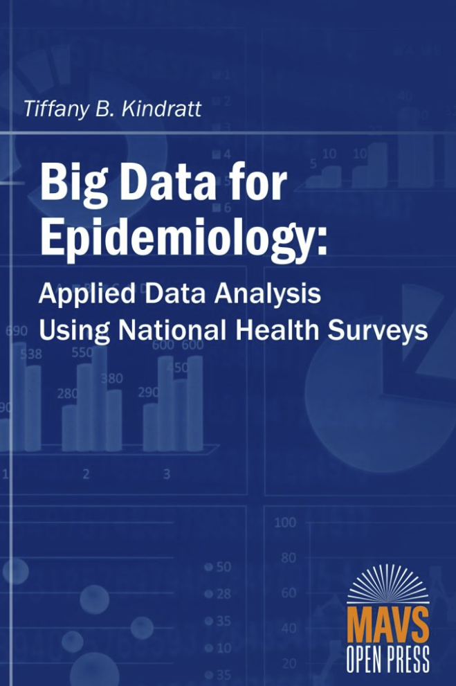 Book cover that reads Big Data for Epidemiology: Applied Data Analysis Using National Health Surveys.