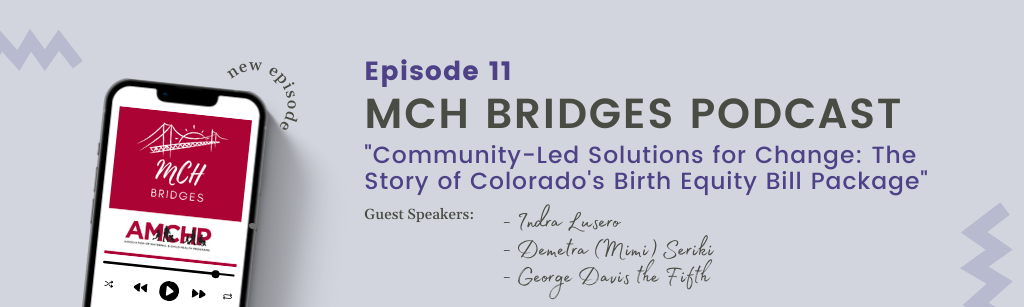MCH Bridges Banner with title of episode and names of guest speakers/hosts. 