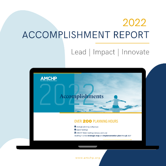 Graphic alerting release of the 2022 AMCHP Accomplishment Report at bit.ly/AMCHP_AR22