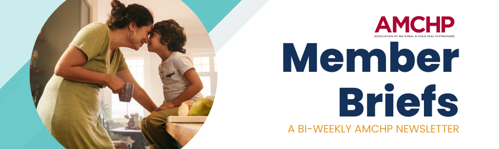 AMCHP Member Brief Banner with image of a mother and her son in the kitchen. 