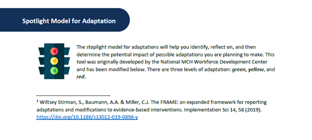 Adapting a Program: Stoplight Model for Adaptation