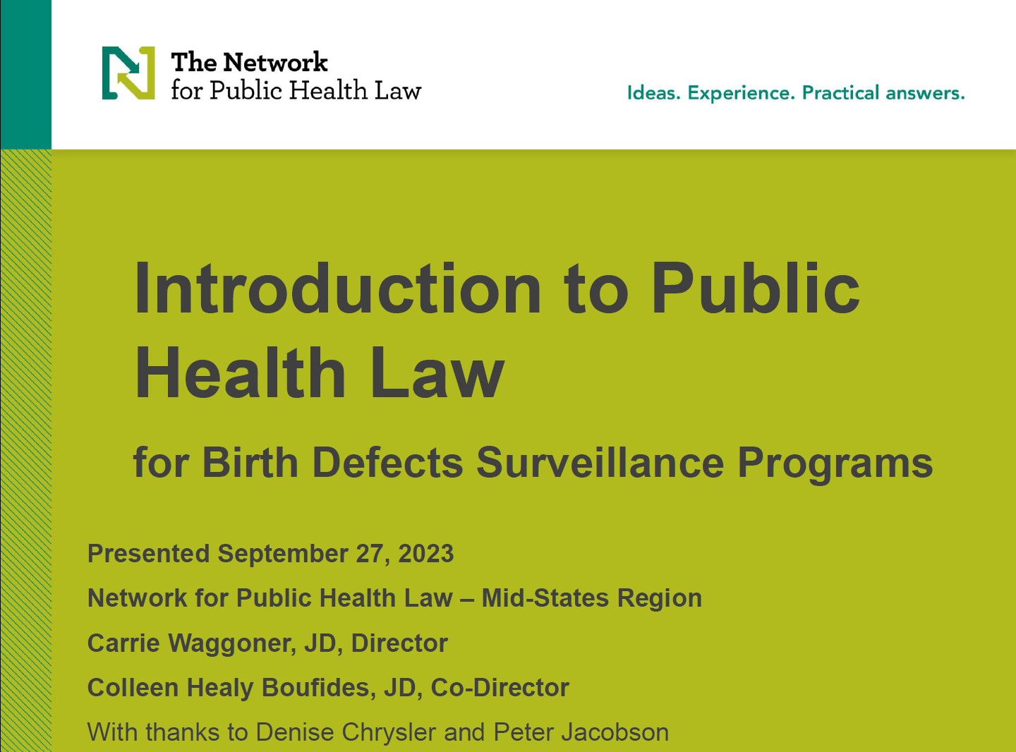 Screenshot of The Network for Public Health Law presentation slide titled: 