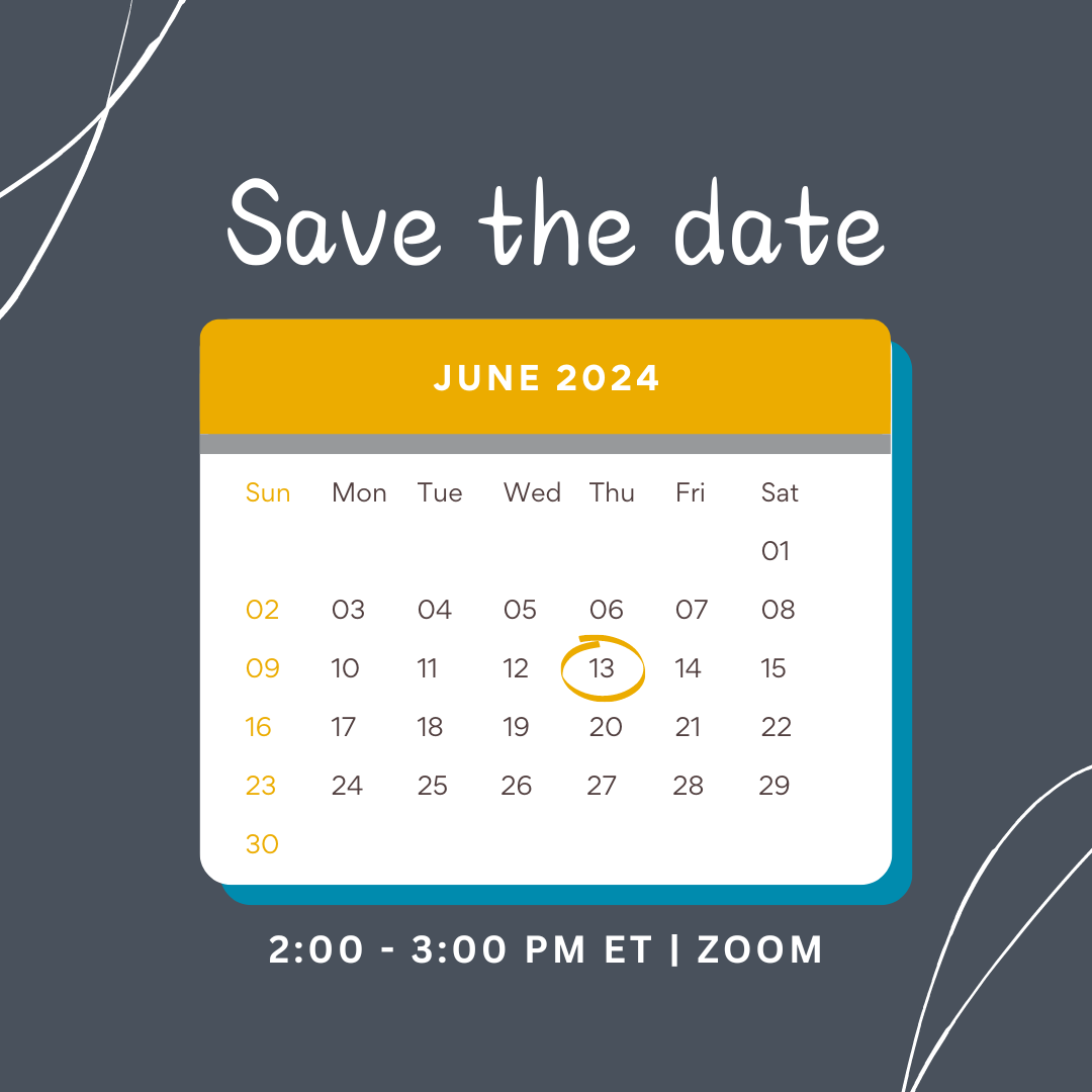 Graphic promoting to save the date for AMCHP's Annual Business Meeting, June 13, 1-3pm ET on Zoom.