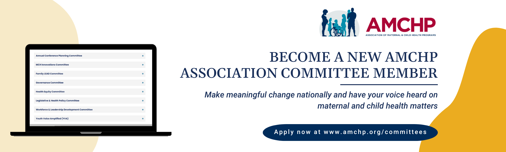 Graphic calling for new AMCHP Association Committee Members