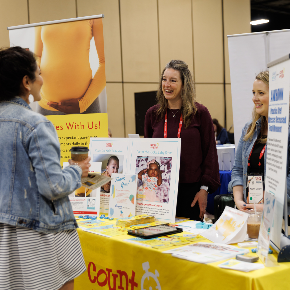 Photo of an AMCHP exhibitor table, Count the Kicks. 