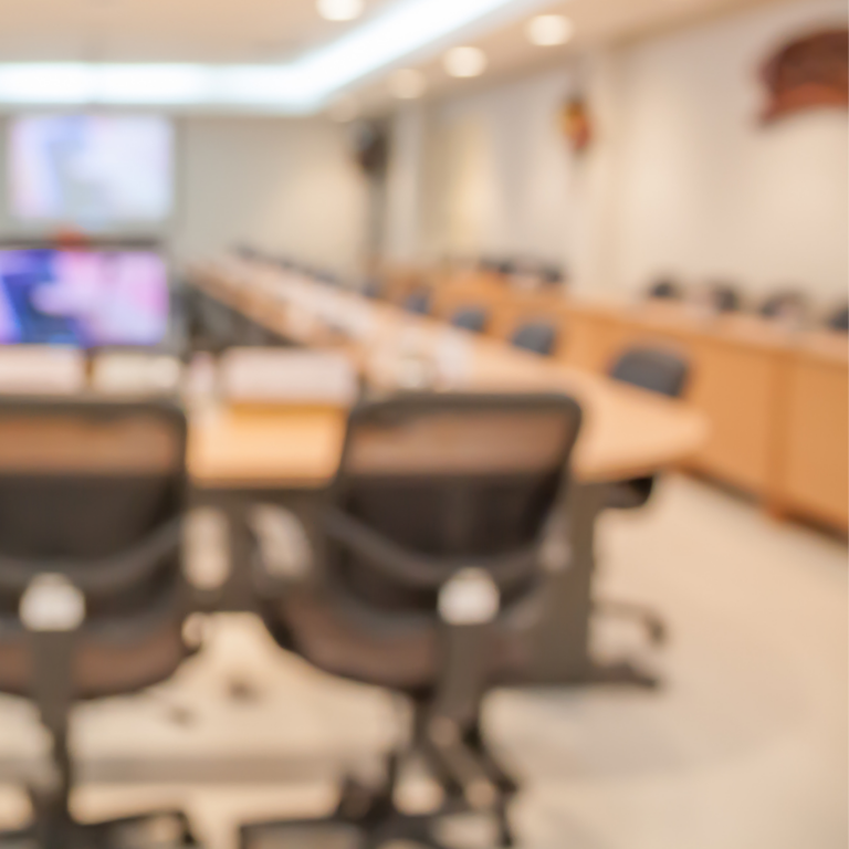 Empty conference room with a blurred background.