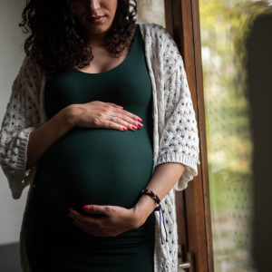 Pregnant woman at home
