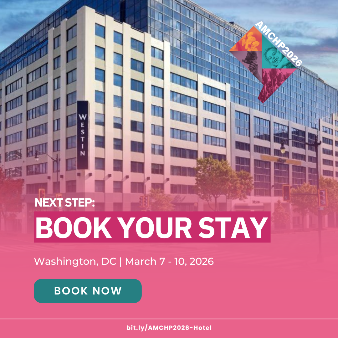 Graphic encouraging AMCHP 2026 conference attendees to book their stay at The Westin Washington DC, Downtown. Link to make reservations: bit.ly/AMCHP2026-Hotel