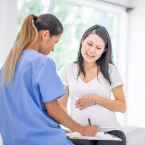 Pregnant mother with a provider