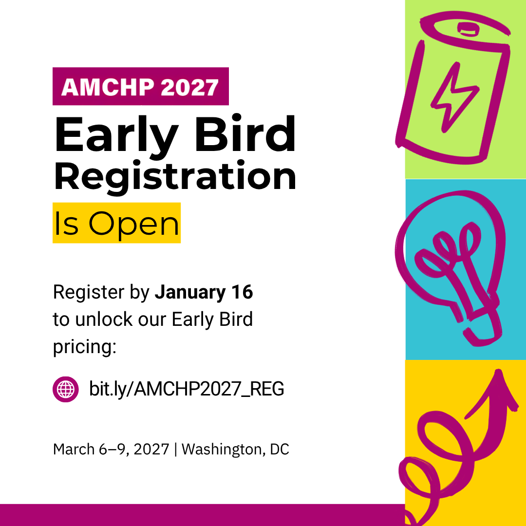 Graphic alerting that Early Bird Registration for the 2027 AMCHP Annual Conference is open through January 16, 2027. Register at bit.ly/AMCHP2027_REG